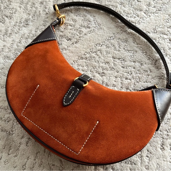 Like New - Ralph Lauren Suede Polo ID Mini Bag in Rust + Chocolate - Picture 9 of 9